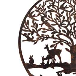 Bronze Woodland Tree Of Life Metal Garden Outdoor Wall Art Plaque 50cm Diameter - thumbnail 3