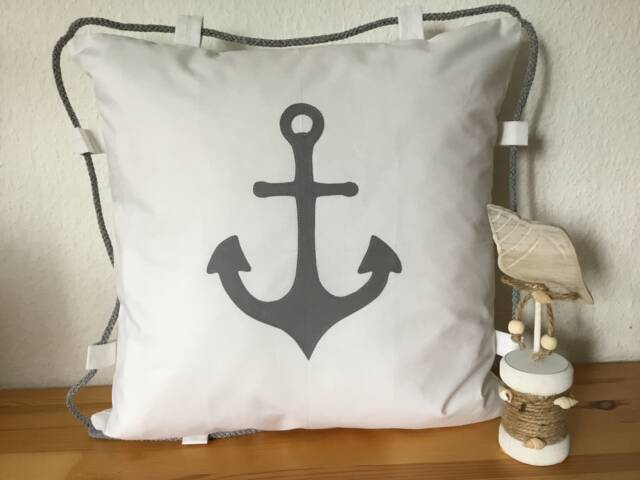 Maritime Cushion Cover Cord White/Gray 40x40cm - image 1