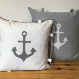 Maritime Cushion Cover Cord White/Gray 40x40cm - thumbnail 3