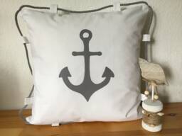 Maritime Cushion Cover Cord White/Gray 40x40cm - thumbnail 1