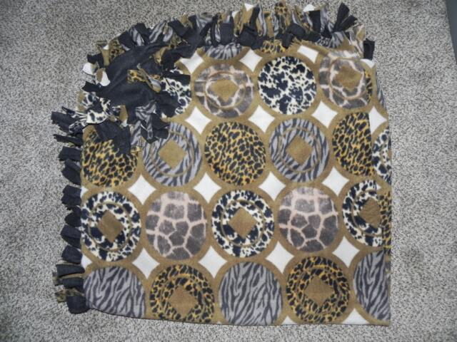 Hand Made No Sew Fleece Animal Print Blanket 59