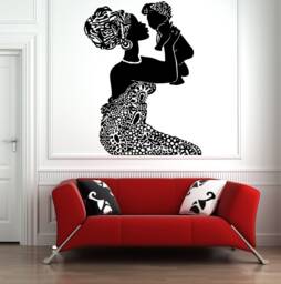 African Woman & Child Wall Decal Beauty Salon Decor Hs156 - thumbnail 1