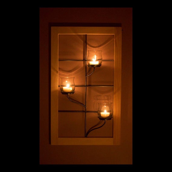 Window Frame Wall Sconce With Vase Style Votive Holder - image 1