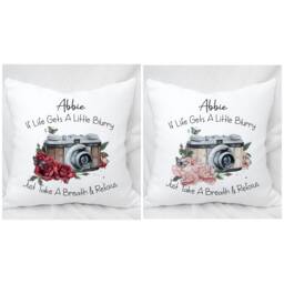 Personalised Cushion If Life Gets A Little Blurry Camera Positivity & Well Being , Ideal Gift
