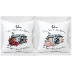 Personalised Cushion If Life Gets A Little Blurry Camera Positivity & Well Being , Ideal Gift - thumbnail 4