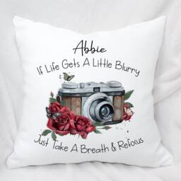 Personalised Cushion If Life Gets A Little Blurry Camera Positivity & Well Being , Ideal Gift - thumbnail 3
