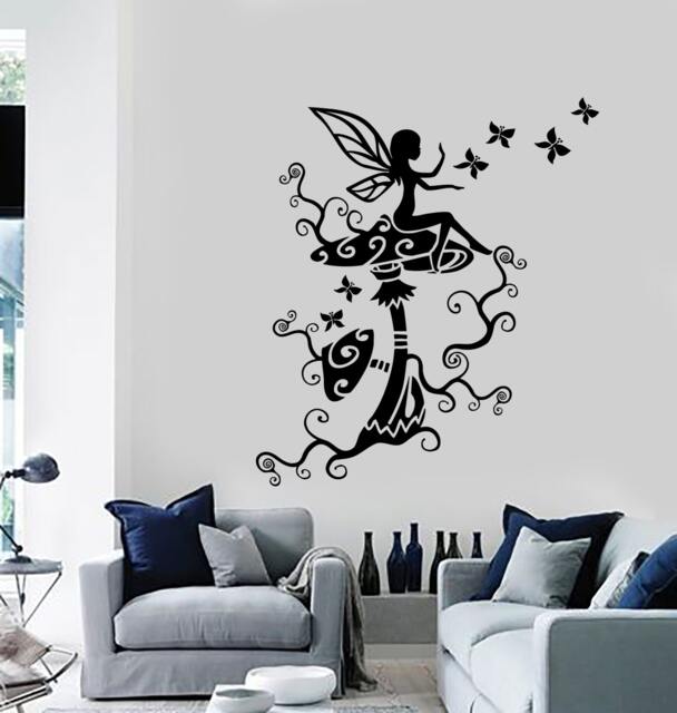 Wall Vinyl Decal Fairy Tale Mushrooms Butterfly Child Room Nursery 1472Dz - image 1