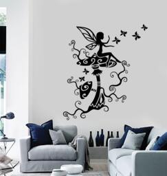 Wall Vinyl Decal Fairy Tale Mushrooms Butterfly Child Room Nursery 1472Dz - thumbnail 1