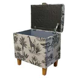 Safari Wildlife Tall Ottoman With Storage - Linen Footstool British Made To Order - thumbnail 2