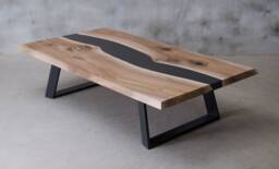 Live Edge Table For Coffeehouse, Elegant Furniture in Boho Style, River First Home