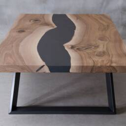 Live Edge Table For Coffeehouse, Elegant Furniture in Boho Style, River First Home - thumbnail 2