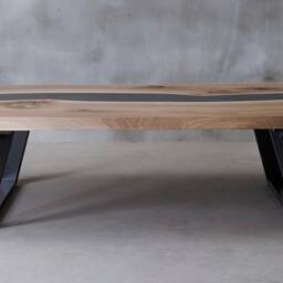Live Edge Table For Coffeehouse, Elegant Furniture in Boho Style, River First Home - thumbnail 3
