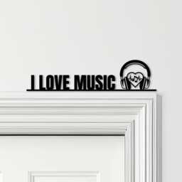 Door Topper I Love Music Headphones & Notes Various Colours Decor Sign - Novelty Wall Decor, Frame Art, Decorative Art - thumbnail 1
