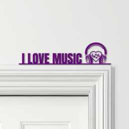 Door Topper I Love Music Headphones & Notes Various Colours Decor Sign - Novelty Wall Decor, Frame Art, Decorative Art - thumbnail 4