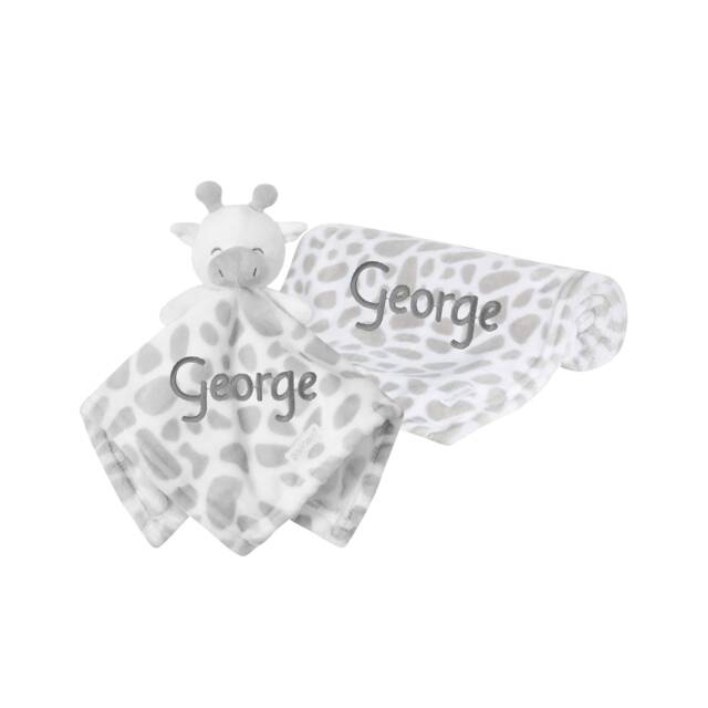 Personalised Baby Gift Sets Embroidered Giraffe Comforter & Blanket Boy/Girl Set Shower - image 1