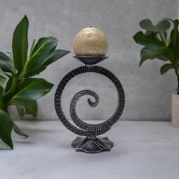 Hand Forged Wrought Iron Candle Holder, Rustic Anniversary Gift - thumbnail 2