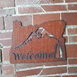 Custom State Welcome Oregon Recycled Steel Rustic Wall Hanging Your State Sign Any - thumbnail 2