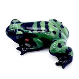 Miniature Ceramic Frog Toad Animal Reptile Little Green Black Figurine Tiny Statue Small Decoration Hand Painted Craft Collectible Figure - thumbnail 2