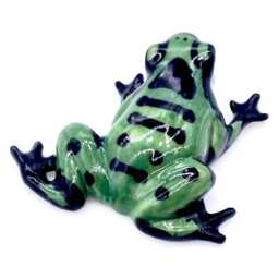 Miniature Ceramic Frog Toad Animal Reptile Little Green Black Figurine Tiny Statue Small Decoration Hand Painted Craft Collectible Figure - thumbnail 3