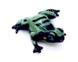 Miniature Ceramic Frog Toad Animal Reptile Little Green Black Figurine Tiny Statue Small Decoration Hand Painted Craft Collectible Figure