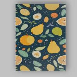 Scandinavian Fruit & Citrus Dark Repeat Pattern Canvas Wall Art Print Decor Picture Ready To Hang - thumbnail 1
