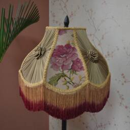Handmade Brown Floral Lampshade With Rayon Fringe - thumbnail 3
