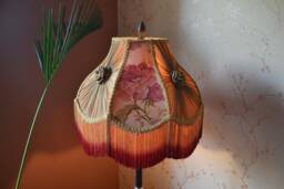 Handmade Brown Floral Lampshade With Rayon Fringe - thumbnail 1