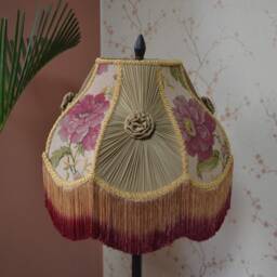 Handmade Brown Floral Lampshade With Rayon Fringe - thumbnail 2