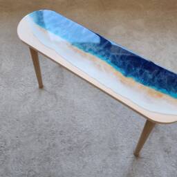 Ocean Wave Epoxy Resin Side Table, Beach House Decor - thumbnail 2