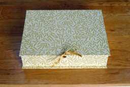 William Morris Box File Lily Leaf Gold Design, Handmade Office Storage