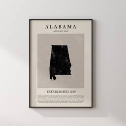 Abstract Alabama Map Vintage Wall Art Print United States Of America Usa Travel Poster - thumbnail 2