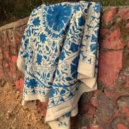 Artisan Suzani Quilt - Handmade Embroidered Blanket Boho Chic Bedroom Accent - thumbnail 3