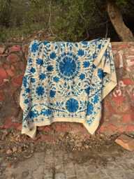 Artisan Suzani Quilt - Handmade Embroidered Blanket Boho Chic Bedroom Accent