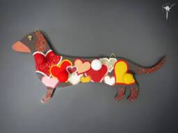 Small Wooden Coat Rack in The Shape Of A Dachshund Dog - Coat