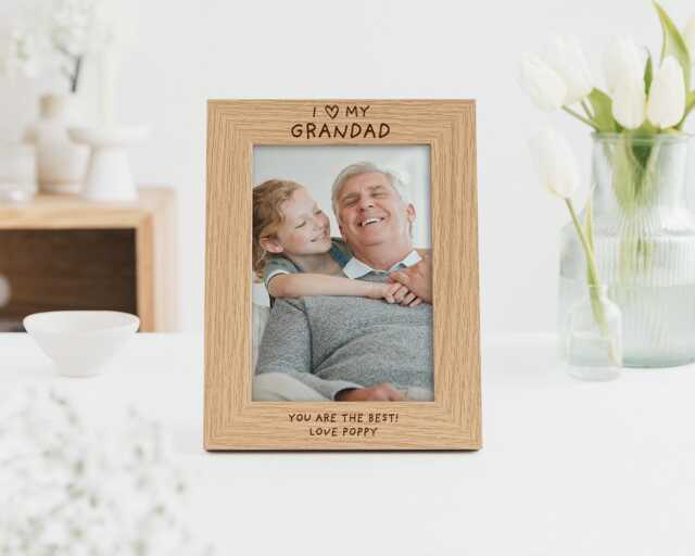 I Love My Grandad Christmas Gift - Photo Frame For Grandpa Gramps Engraved Custom For 7x5 Or 6x4 Picture - image 1