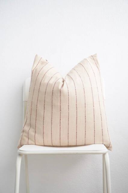 Off White Cream Tan Neutral Striped Woven Pillow Cover - image 1