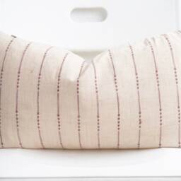 Off White Cream Tan Neutral Striped Woven Pillow Cover - thumbnail 2