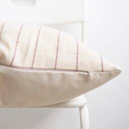 Off White Cream Tan Neutral Striped Woven Pillow Cover - thumbnail 4
