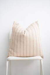 Off White Cream Tan Neutral Striped Woven Pillow Cover - thumbnail 1