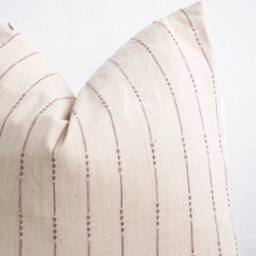 Off White Cream Tan Neutral Striped Woven Pillow Cover - thumbnail 3