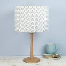Meryam Lampshade, Geometric Moorish Tiling Pattern, Grey Design On A White Background, Made in UK, Free UK Postage, Ceiling Light
