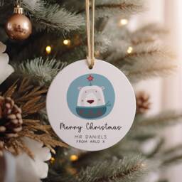 Personalised Teacher Christmas Ornament - Best Gift School Xmas Present Santa, Reindeer, Polar Bear - thumbnail 1