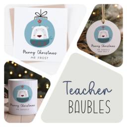 Personalised Teacher Christmas Ornament - Best Gift School Xmas Present Santa, Reindeer, Polar Bear - thumbnail 3