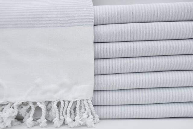 Gray Striped Towel, Turkish Towel, White Towel, Beach Towel, Bath Towel, Spa Towel, Bohemian Peshtemal, 40''x70'', 100% Cotton Towel, B1-Gelinteli - image 1