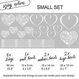 Valentines Shop Window Stickers - White Heart Baubles Clings Reusable Easy To Apply Business By Dizzy Duck - thumbnail 3