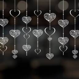 Valentines Shop Window Stickers - White Heart Baubles Clings Reusable Easy To Apply Business By Dizzy Duck