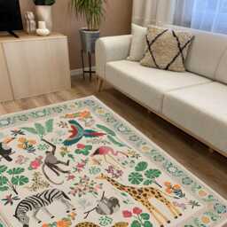 Tropical Safari Animal Rug Washable Chenille Jungle Carpet - thumbnail 2