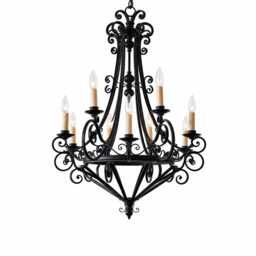 Handcrafted Wrought Iron Chandelier - 8 Light Matte Black Farmhouse Entryway - thumbnail 2