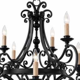 Handcrafted Wrought Iron Chandelier - 8 Light Matte Black Farmhouse Entryway - thumbnail 3