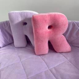 Velour Cotton Letter Pillow Custom Monogram Throw Pillow - thumbnail 2